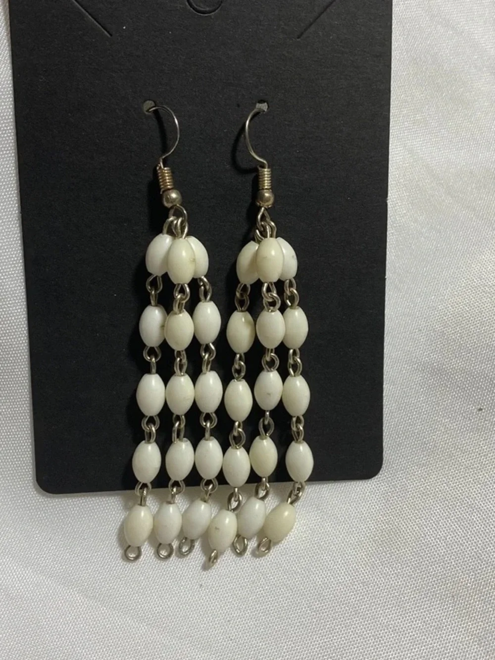 White Beaded Dangle Earrings - Timeless Women's Jewelry